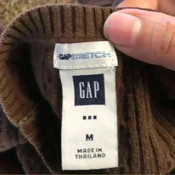 Y2K GAP stretch brown 3/4 sleeve braided cotton knit top Women Medium - Picture 6 of 9